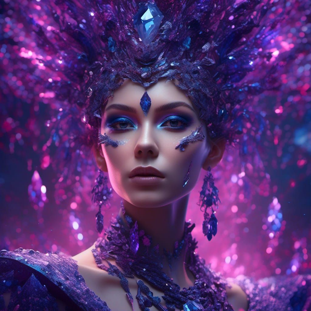 Hyperreal Diamond Woman with Glitter Makeup