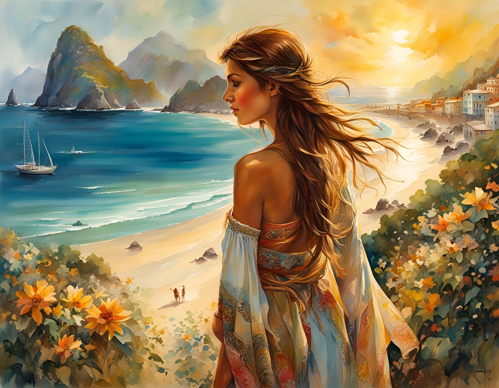 Girl from Ipanema: Detailed Watercolor Painting