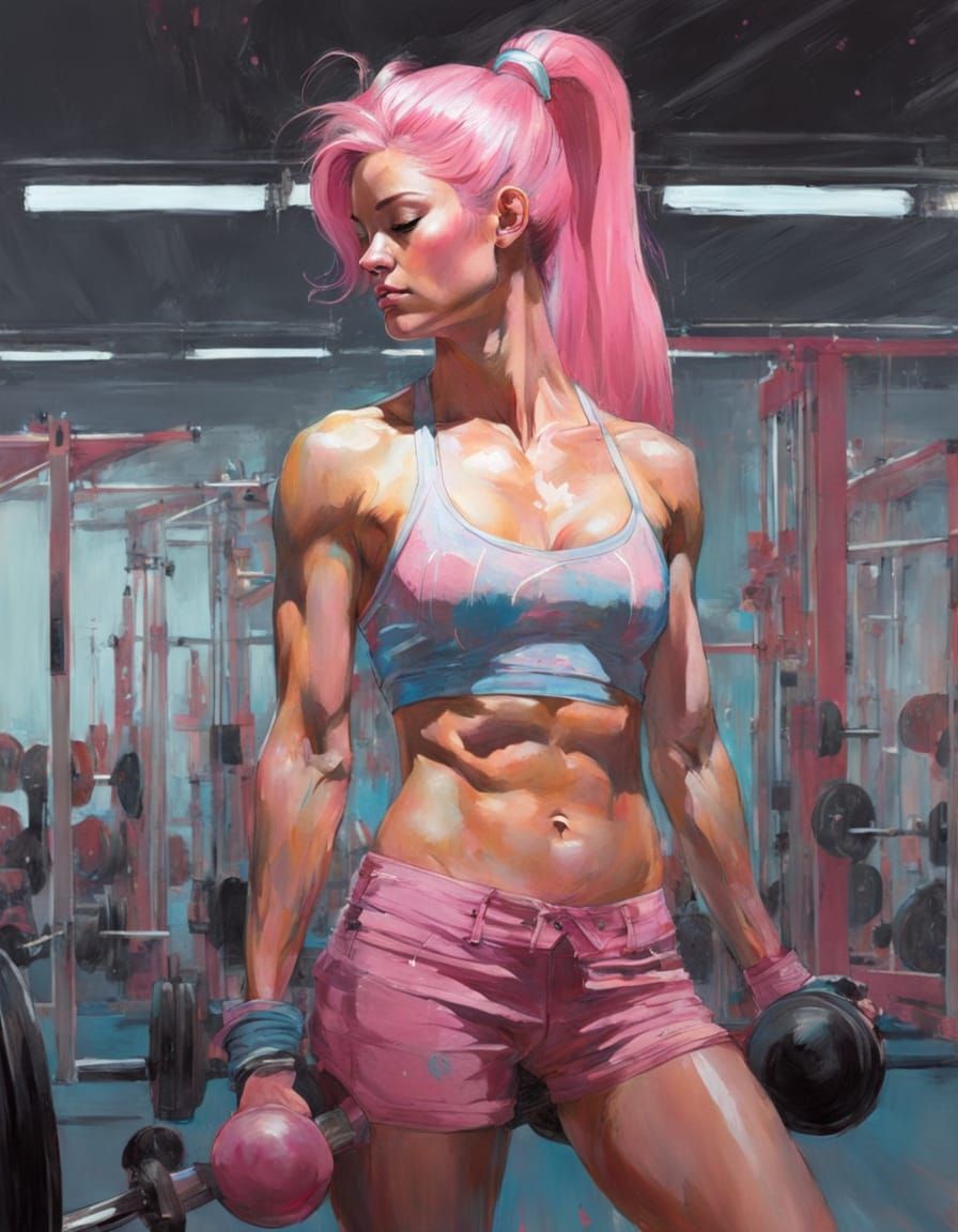 Muscular Princess Bubblegum in Pastel Hyperextension