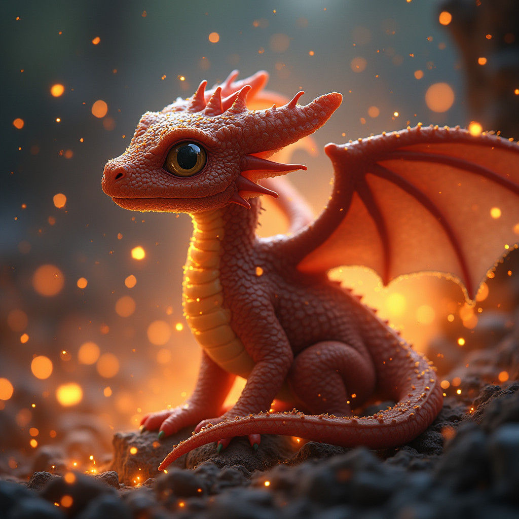 Dragon in Elemental Ash Tempest, Digital Matte Painting