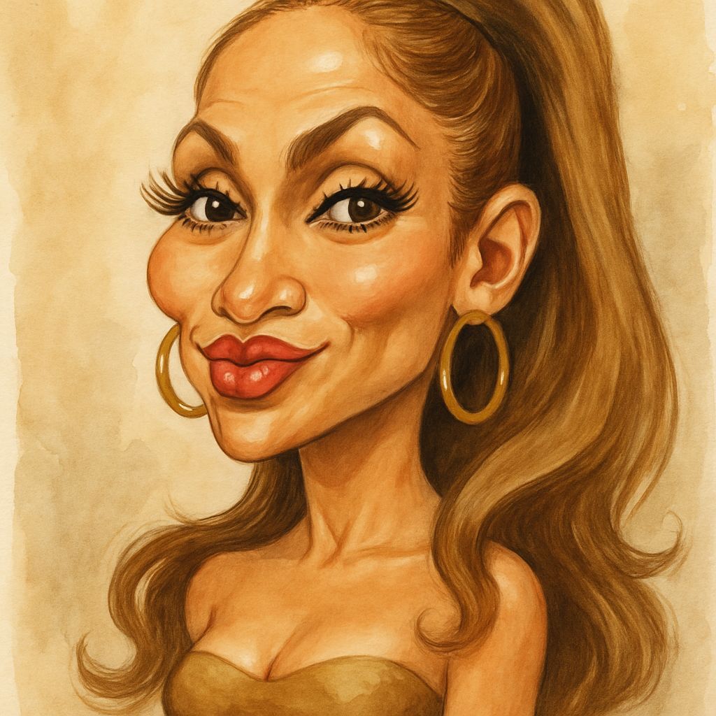 Whimsical Caricature of Jennifer Lopez