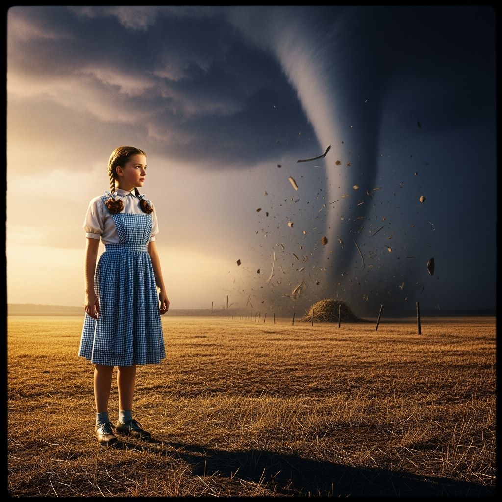 Dorothy Faces Tornado in Kansas Field Movie Poster