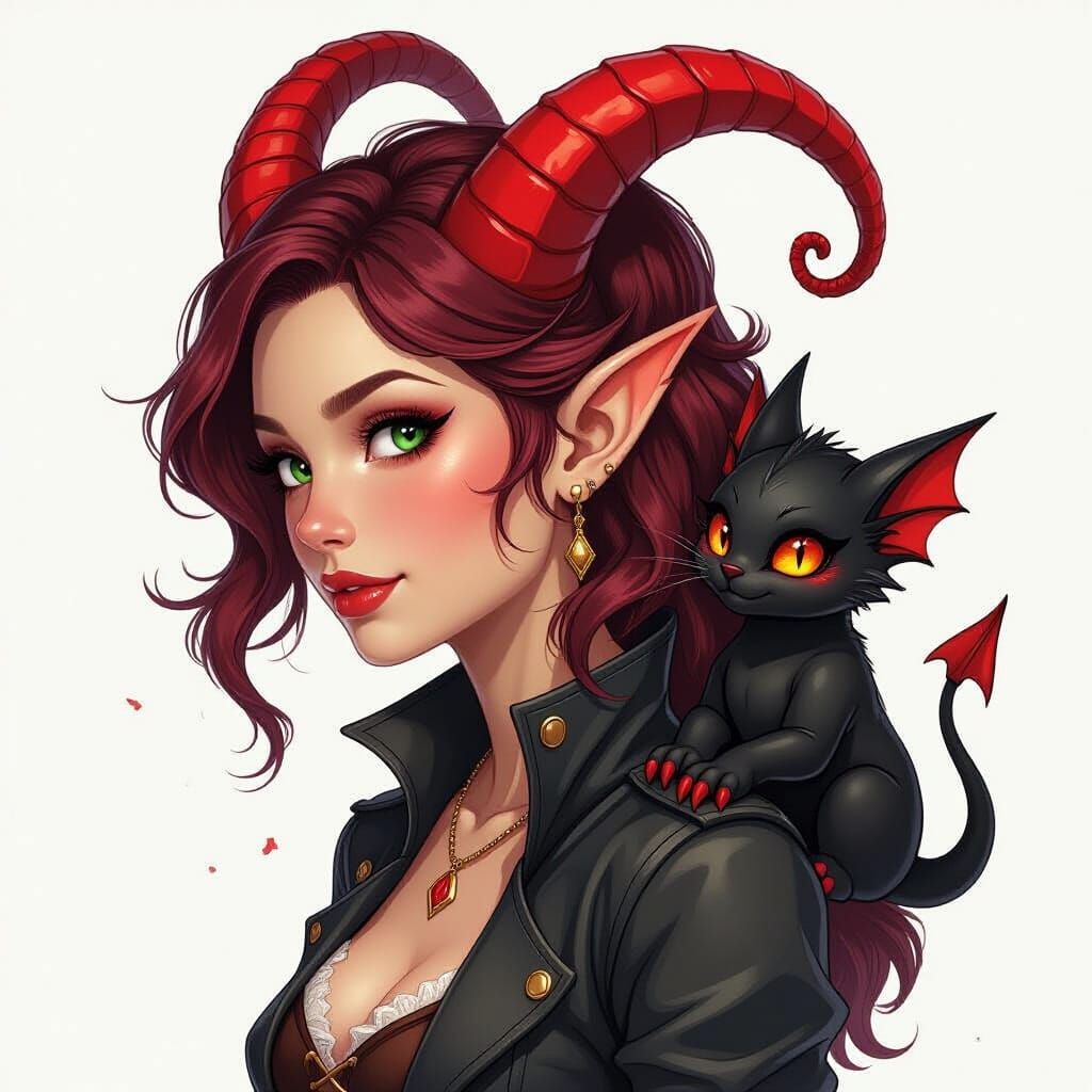 Tiefling With Shadow Demon Companion