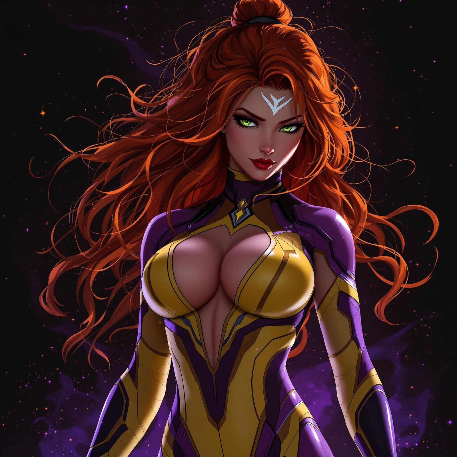 Avatar Korra in Cyberpunk Bodysuit with Ginger Hair and Gree...