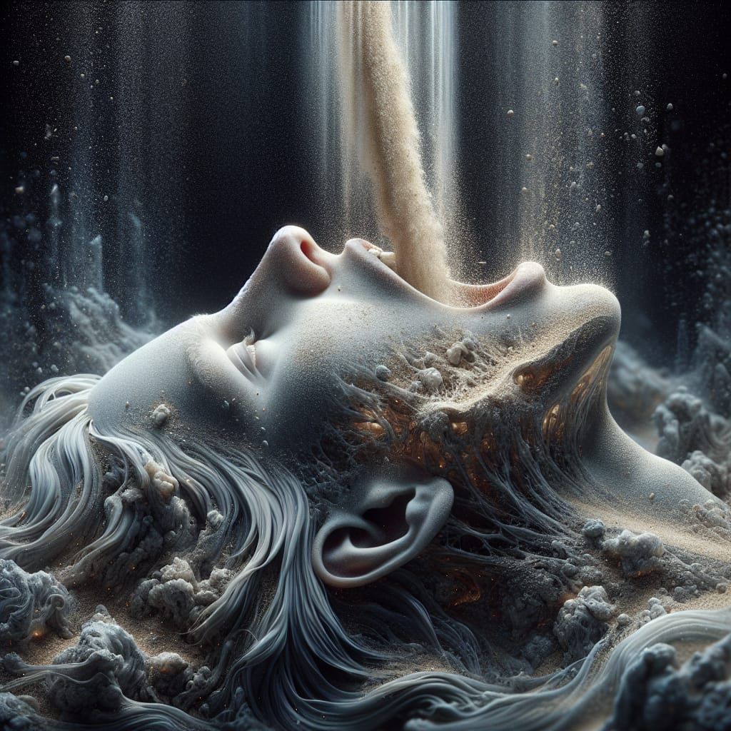 Glass Woman Sculpture Filled with Sand