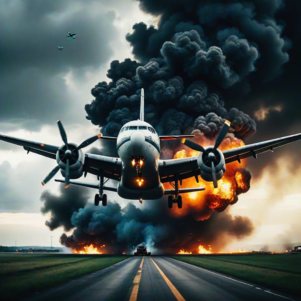 Dramatic Plane Hijacking in Cinematic Film Still