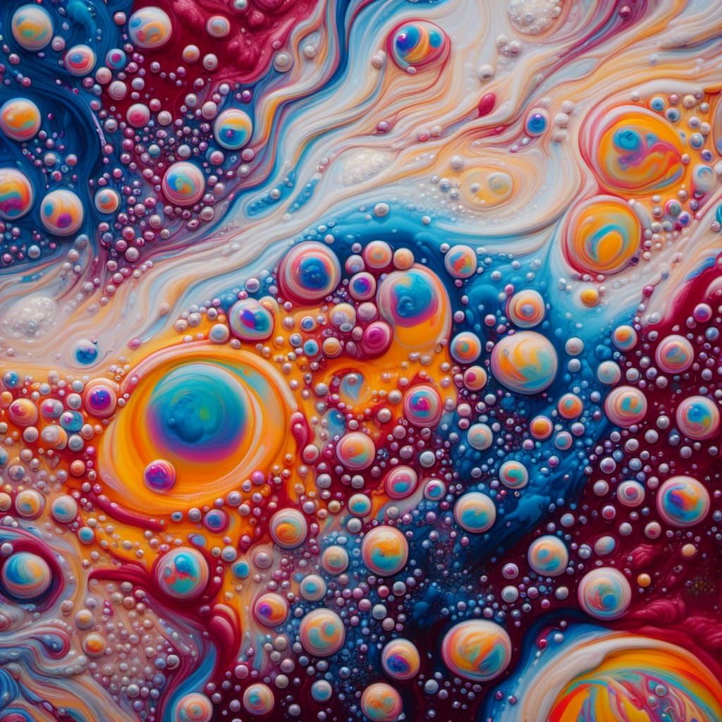 Surreal Bubbly Marbling Impasto Oil Painting