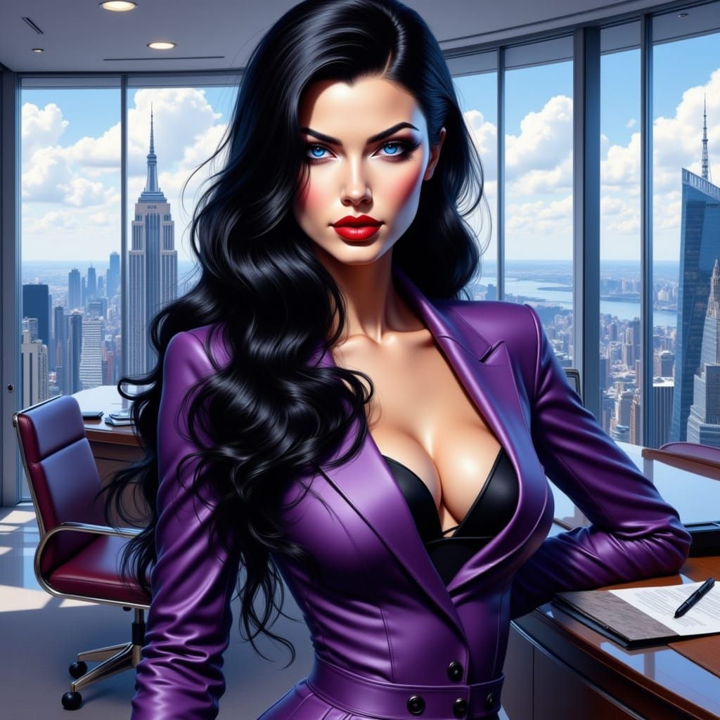 Glamorous Businesswoman in Elegant Tulle Suit