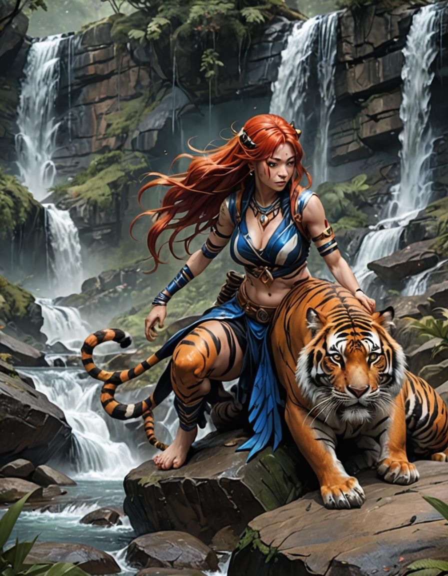 Cyberpunk-Inspired Superheroine in Vivid Colors