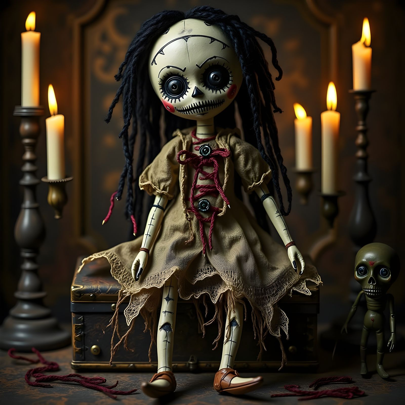Eerie Antique Doll in Pop Surrealist Style
