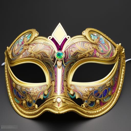 Ornate Art Nouveau Mask with Bronze and Gemstones