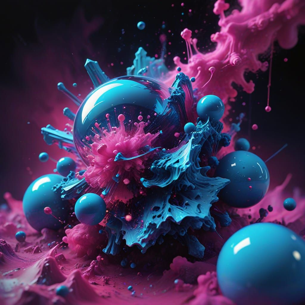 Vibrant Azure Vapor Surrealism in Digital Art