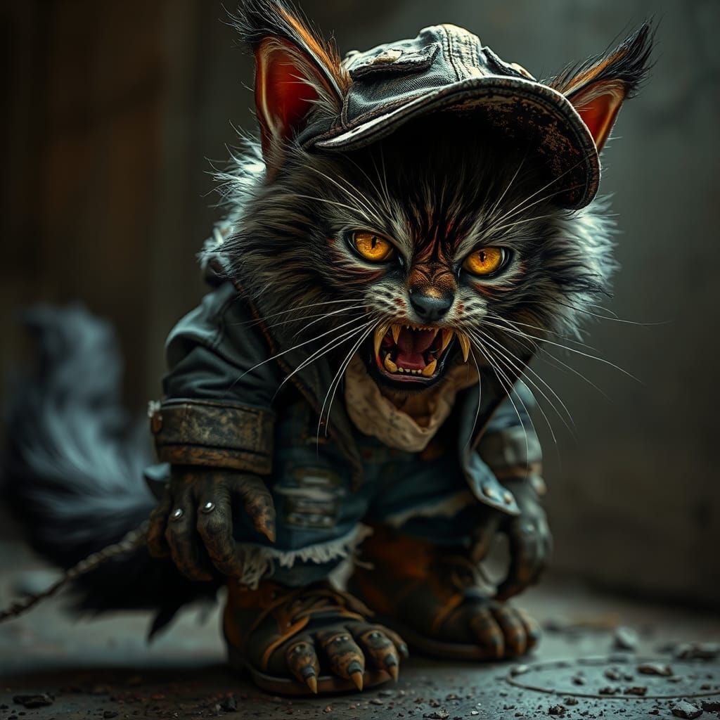 Demonic Furry Kitten in H.R. Giger Style