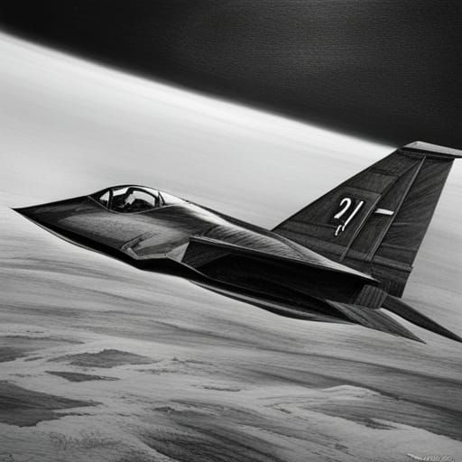 Hyperdetailed Charcoal F-117 Nighthawk Over Ocean