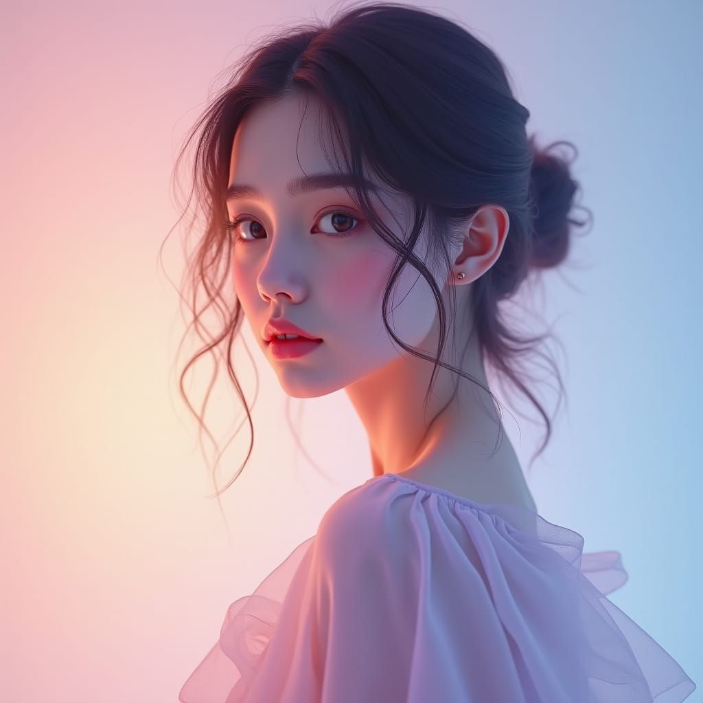 Ethereal Pastel Portrait of a Young Woman