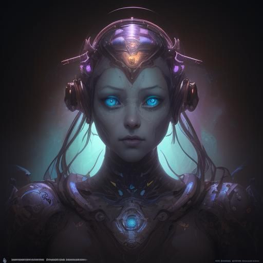 Robot Genie Portrait, Trending Artstation Concept Art