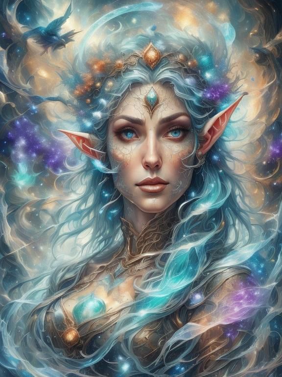 Ethereal Elf Master of Mixology in Vibrant Fantasy Aesthetic