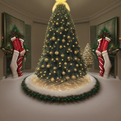 Expressionistic Christmas Tree in Heaven at Night