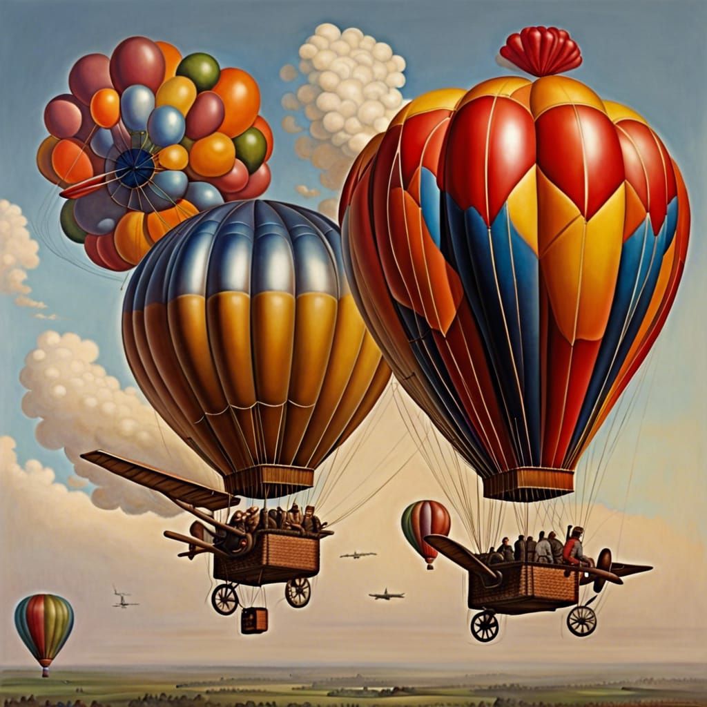 Balloon Aircraft in Art Detail, 19th Century Style