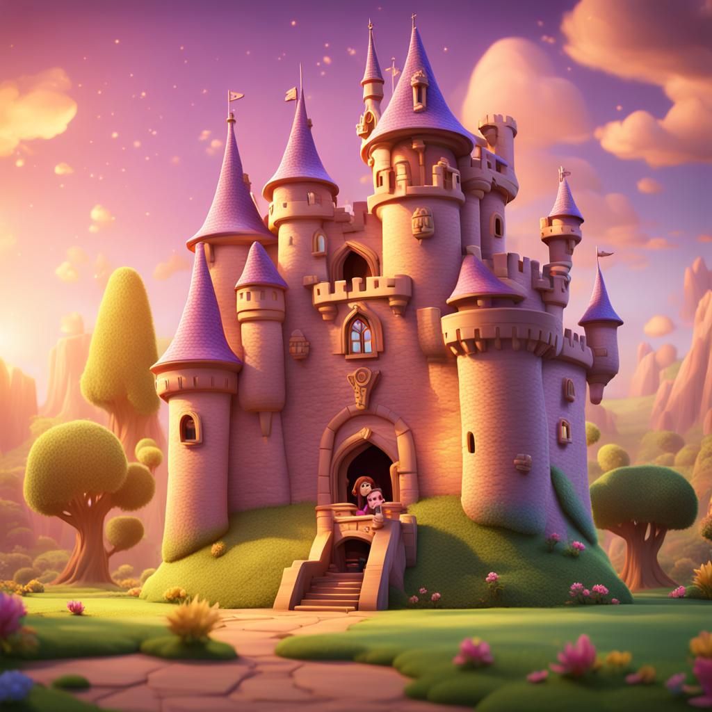 Chibi Rapunzel Castle: 3D Digital Art