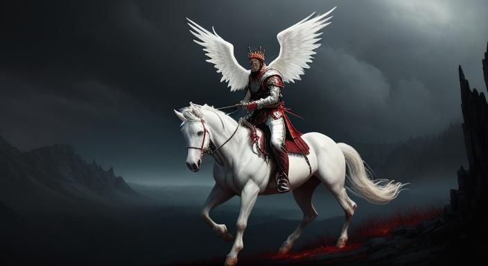 Apocalyptic White Horseman in Neon Style