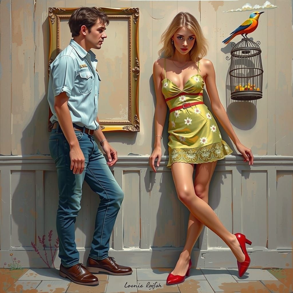 Serene Brown Cow in a Lush Impressionist Landscape