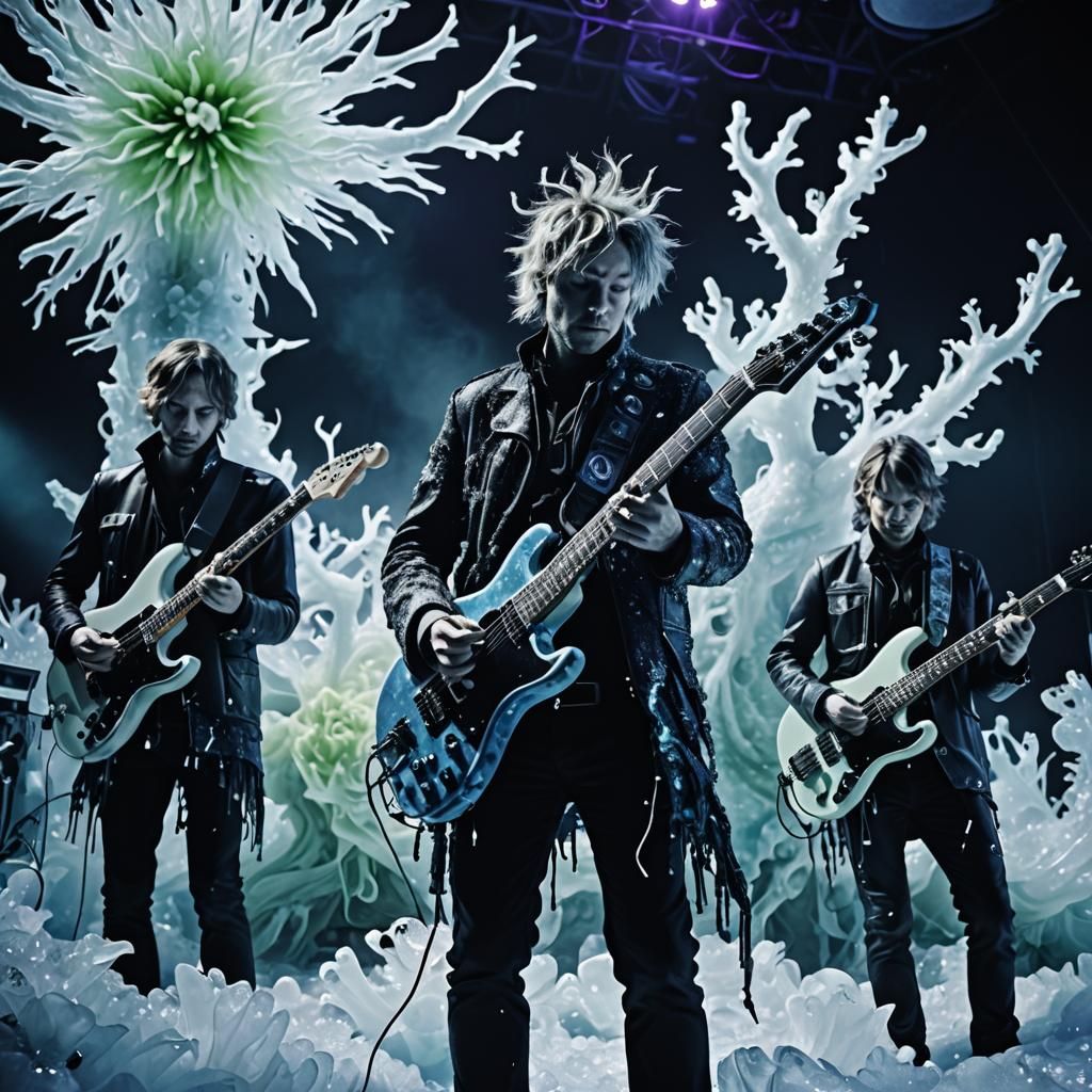 Surreal Rock Band Performance on Frosty Stage