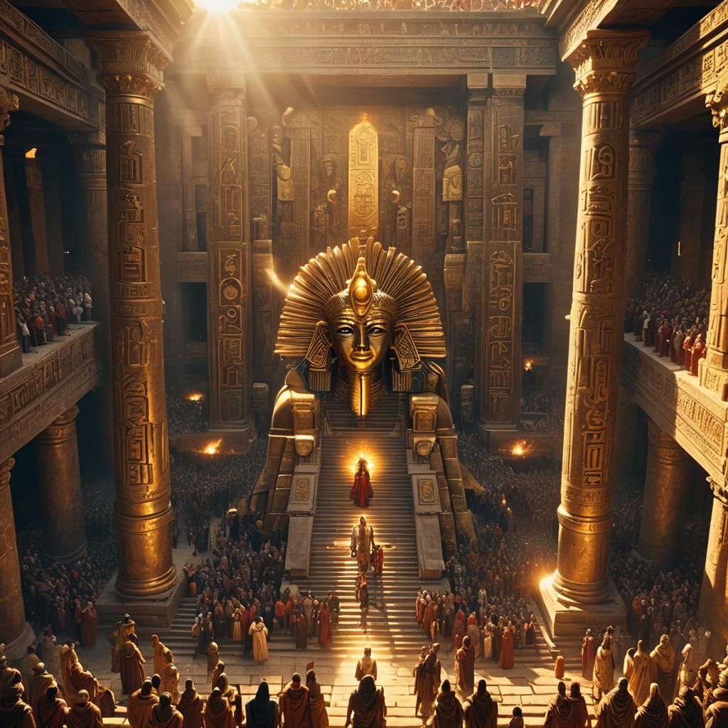 Ra the Sun God Among Parishioners: Cinematic Temple Scene