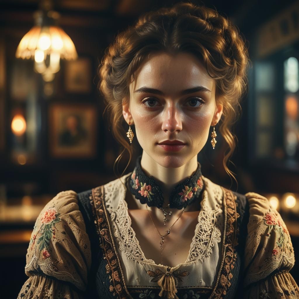 Victorian Woman Portrait in Rembrandt Lighting