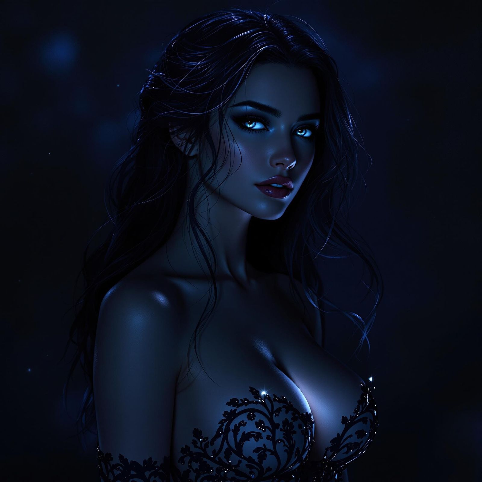 Ethereal Woman in Dark and Mysterious Style