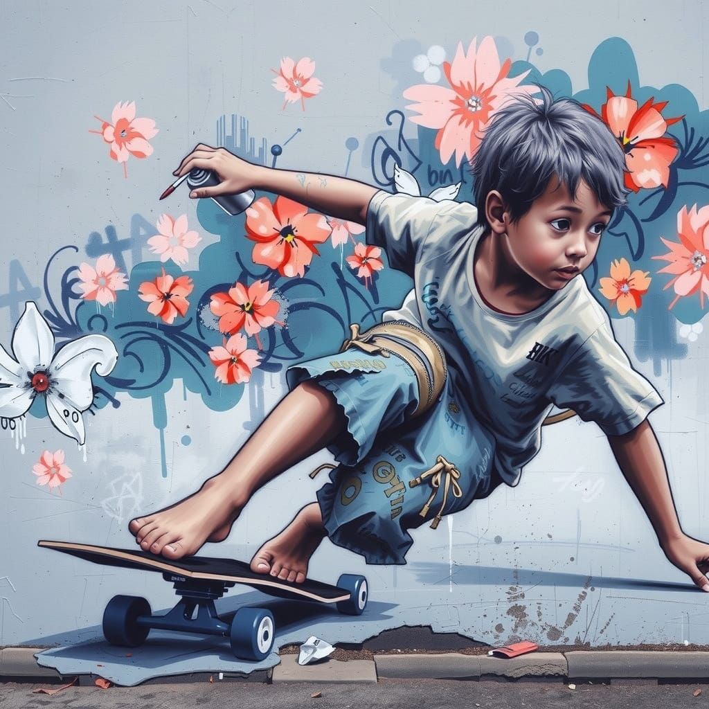 Urban Youth Rebel with Spray Paint Can in Graffiti Alley