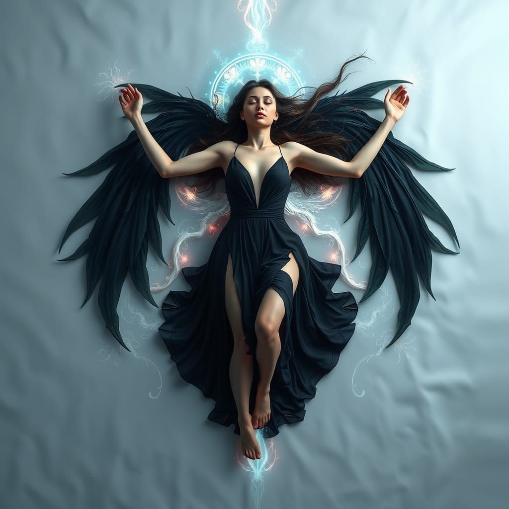 Ethereal Woman with Divine Energy in Detailed Matte Painting