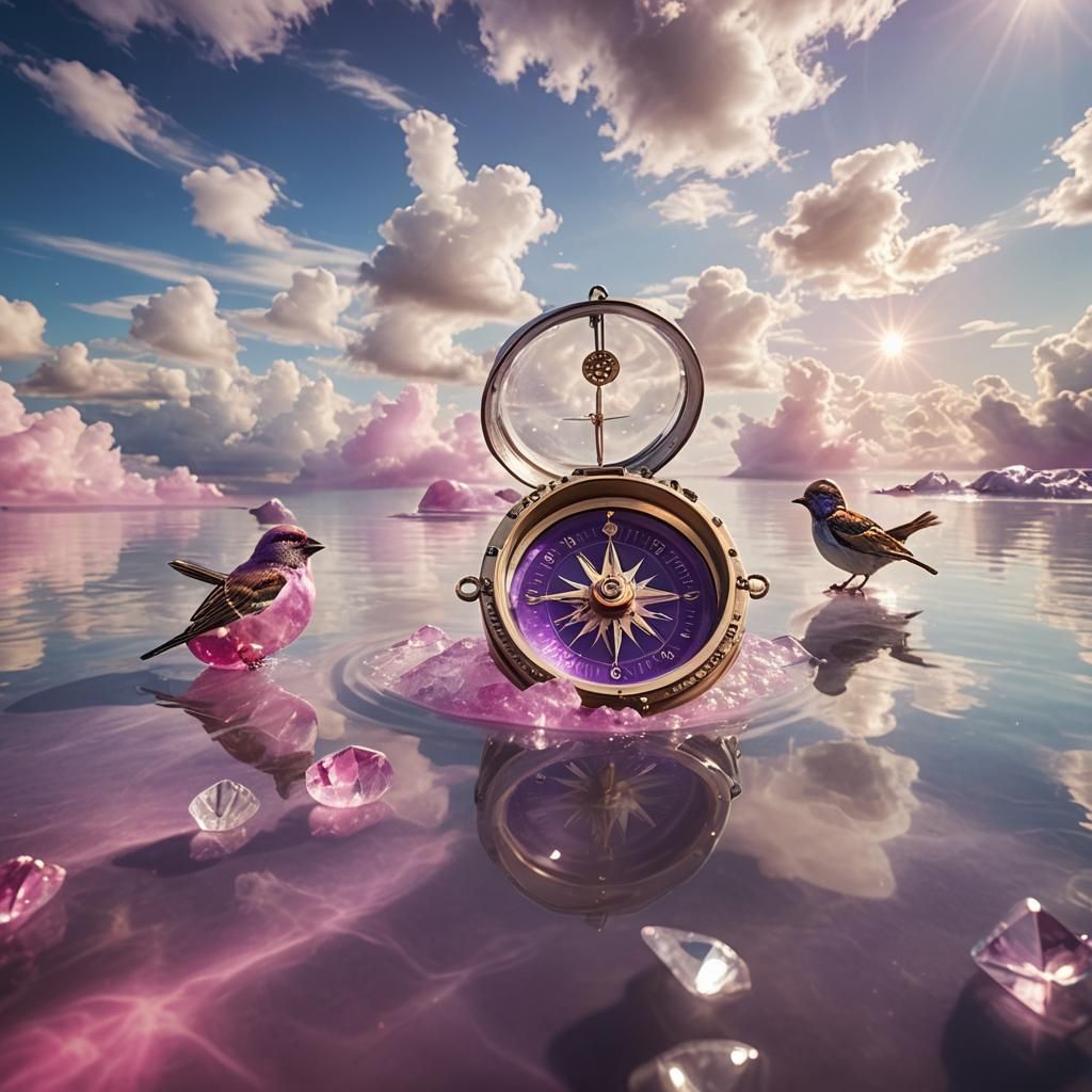 Enchanting Crystal Lagoon with Gem Compass