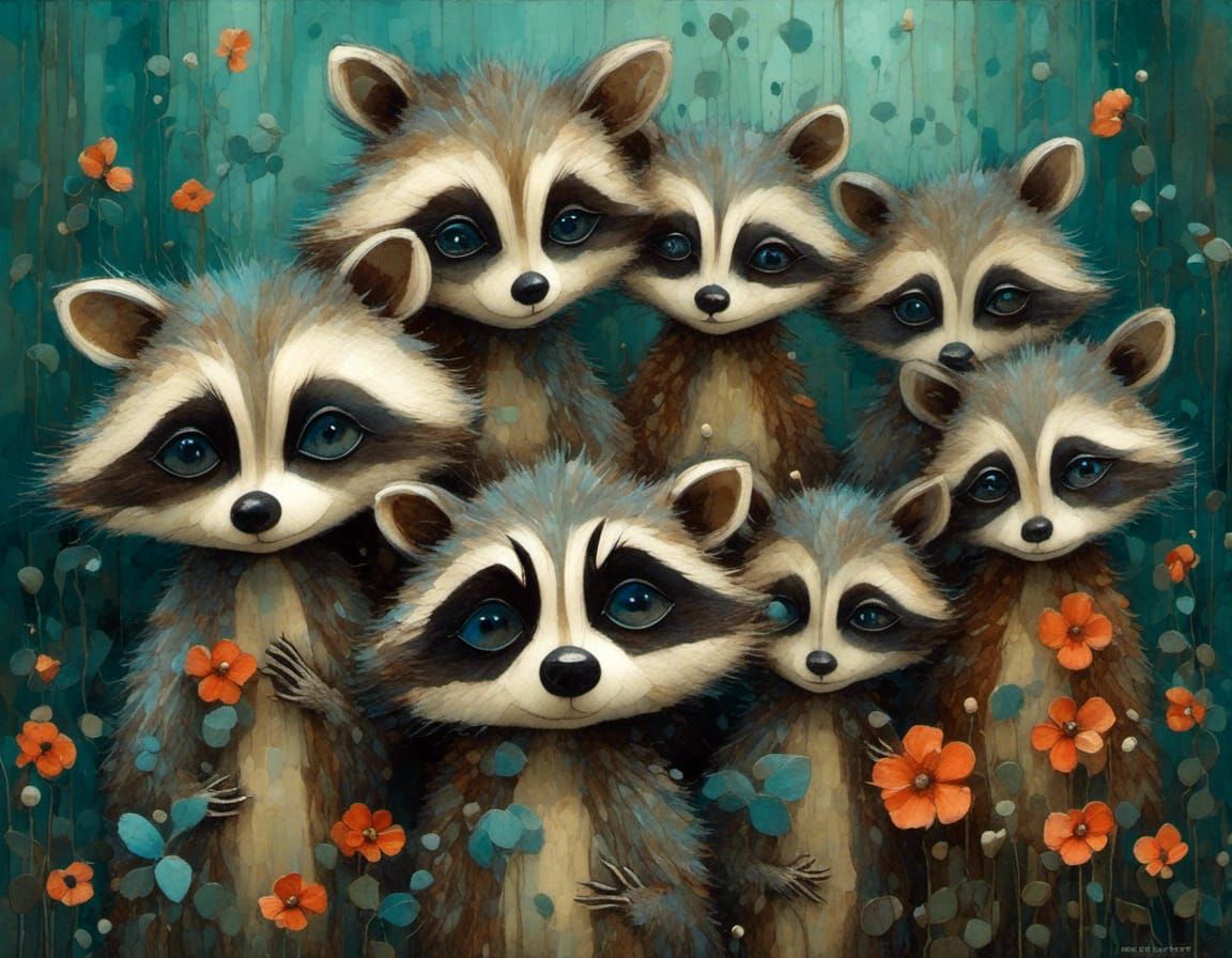 Charming Raccoon Portrait in Illustrative Style