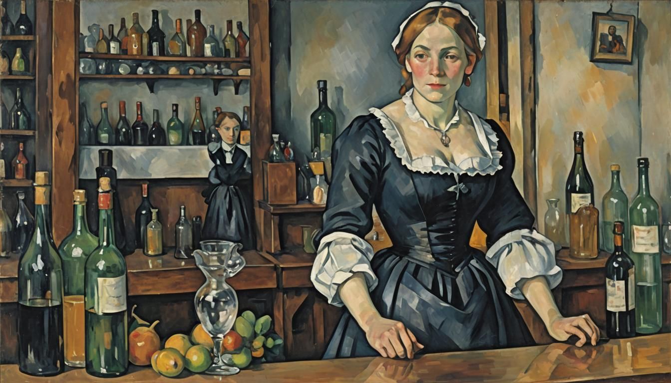Barmaid in the Style of Cezanne: 1875 Artwork