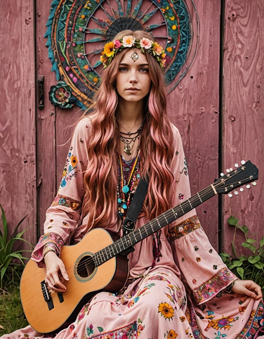 Teenager with Pink Hair at Festival