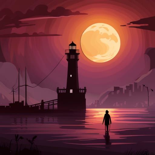 Creepy Rose Garden Under Blood Moon