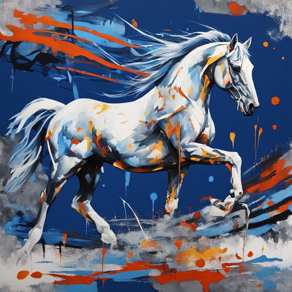 Graffiti Knight on Horse in Street Art Style