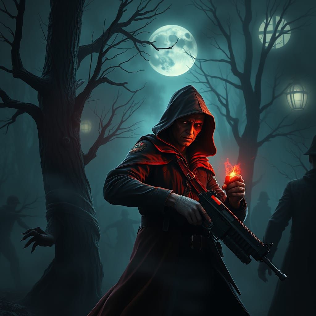 Little Red Riding Hood Battles Crime in Dark Fantasy Style
