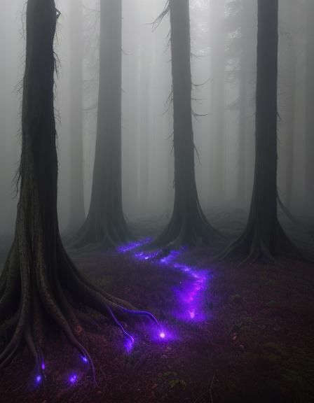 Eerie Dark Fae Monsters in Misty Forest