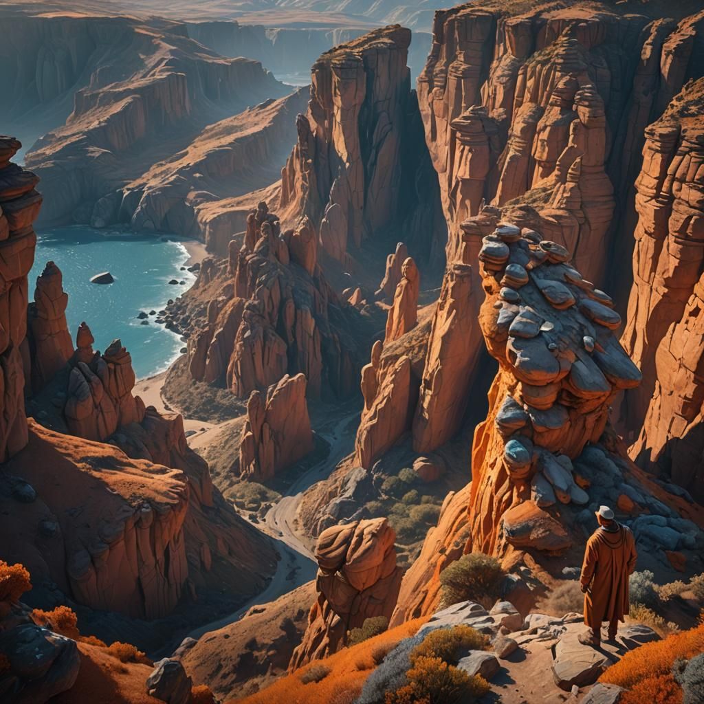 Dreamlike Landscape with Figure in Unreal Engine Style