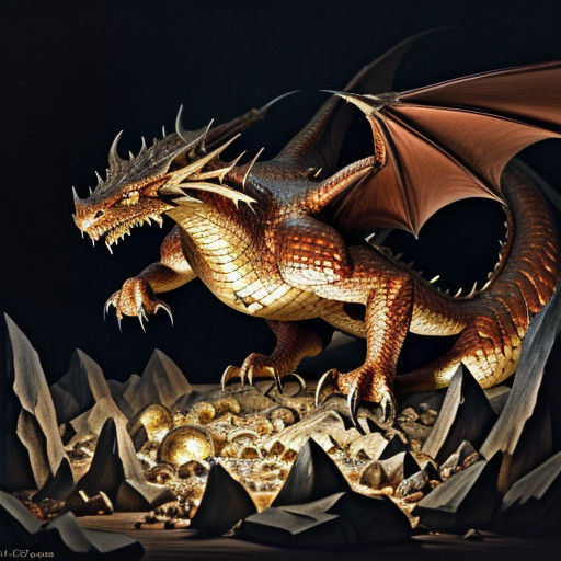 Epic Fantasy Dragon Amidst Treasure Hoard
