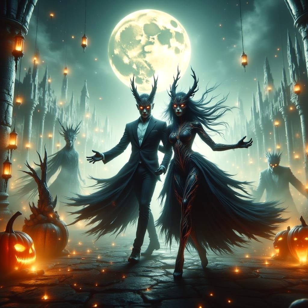 Masquerade Under Harvest Moon with Vanishing Guests