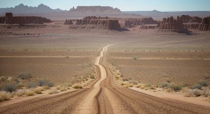 Wild West Desert Road in Hyperdetailed Style
