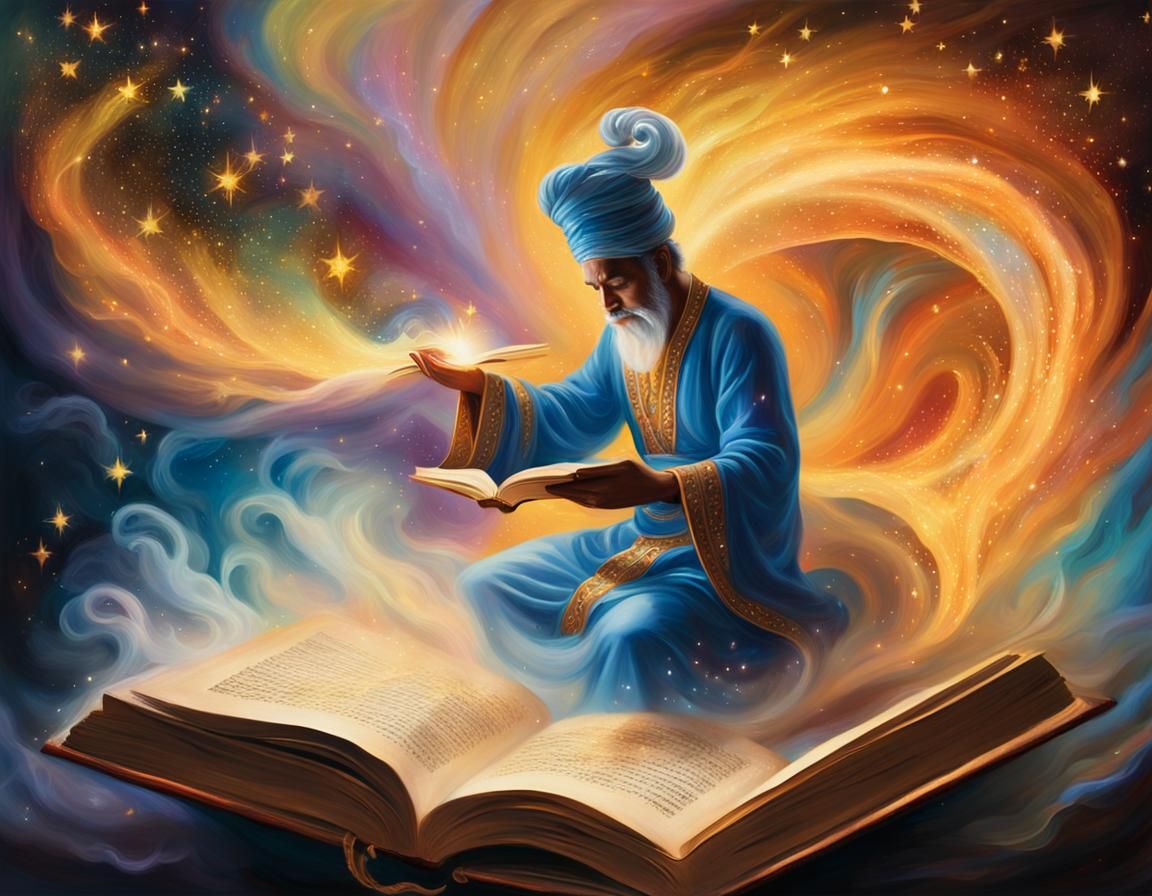 Genie Emerges from Book in Magical Realism