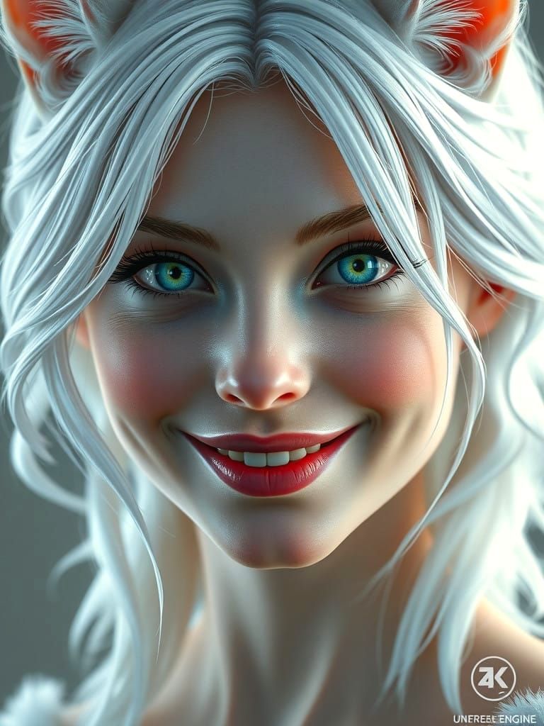 A Feline Goddess with Triadic Colors and Intricate Details