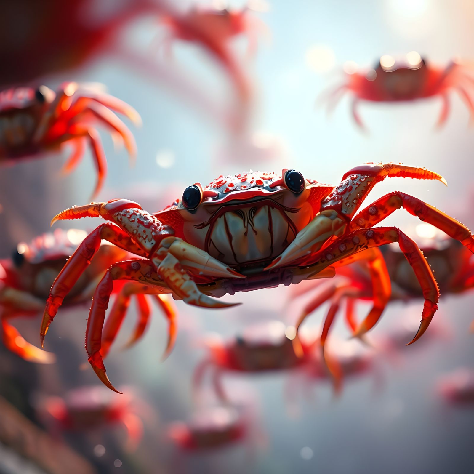 Zero Gravity Crab Race in Hyperrealistic Style