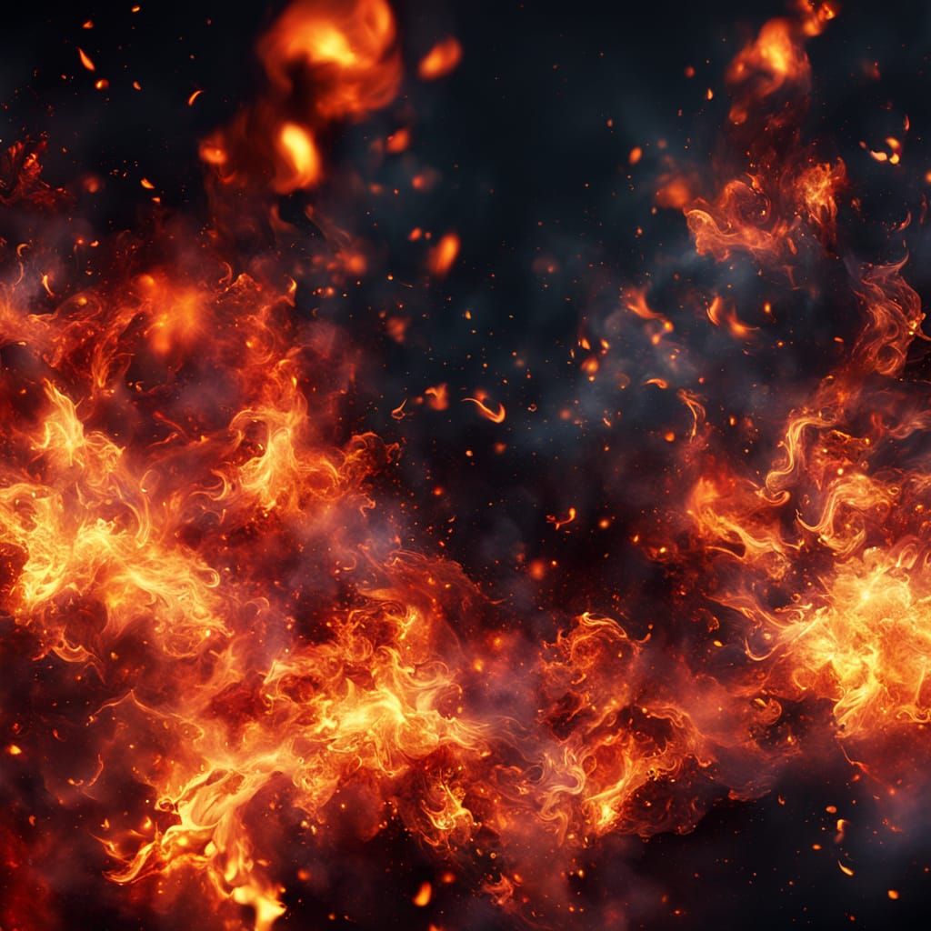 Burning Red Flames in Vibrant Digital Art