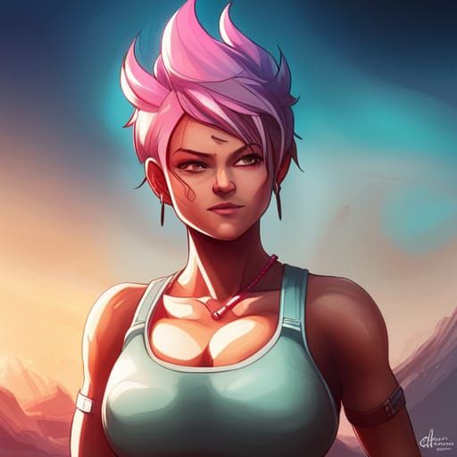 Detailed Portrait of Bulma in Art Nouveau Style