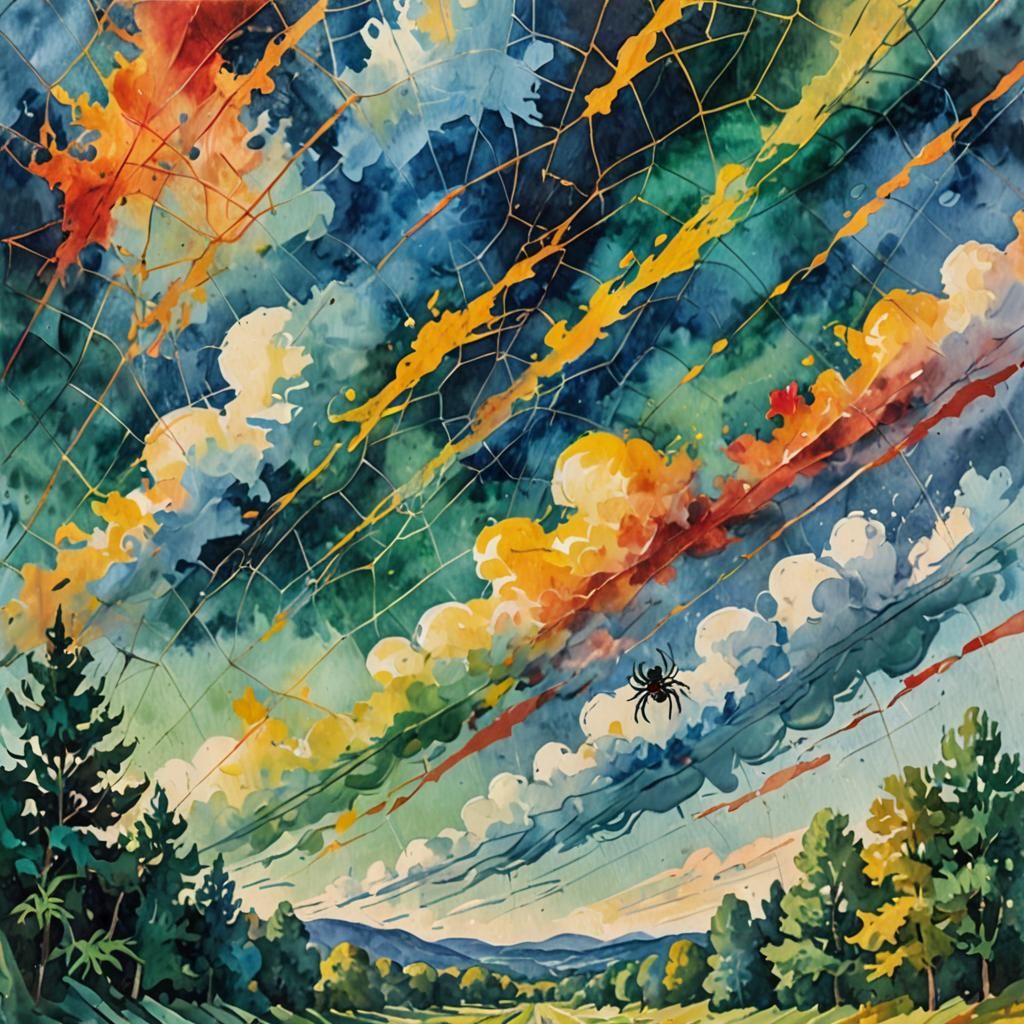 Spider-Eye View in Gouache Style